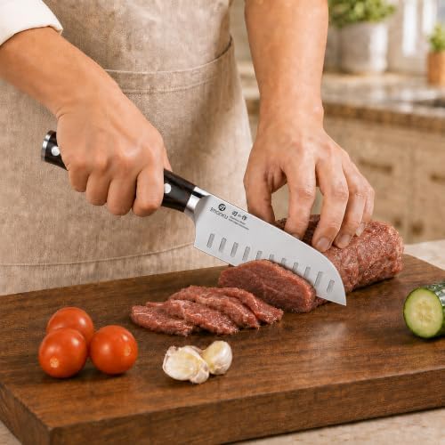 imarku Santoku Knife 5 Inch, Ultra Sharp Chef Knife with Pakkawood Handle