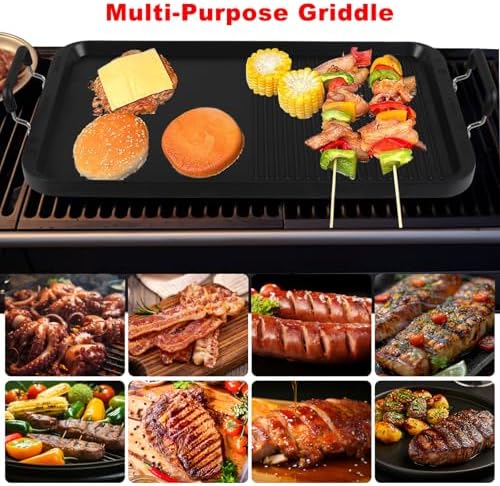 Vayepro 2-in-1 Stove Top Griddle & Grill Pan, 20 Inch Non-Stick Double Burner Griddle for Gas, Electric, and Camping Stoves, Perfect for Pancakes, BBQ, and Indoor/Outdoor Cooking