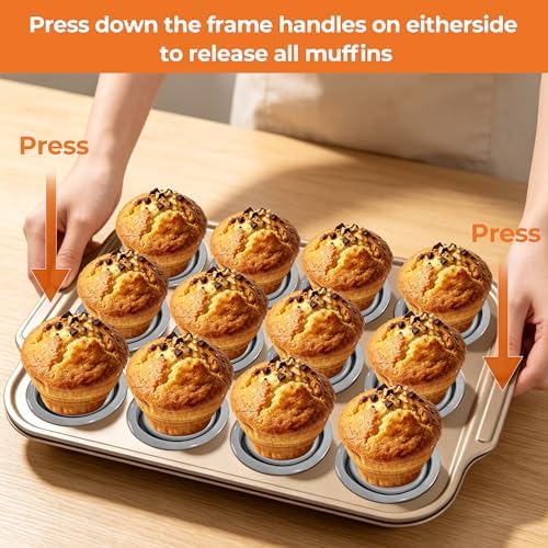 12-Cup Collapsible Silicone Muffin Pan with Metal Frame & Spatula - Space Saving Foldable Cupcake Tray - Easy Release Baking Mold for Egg Bites, Muffins & Tart - Dishwasher Safe Grey