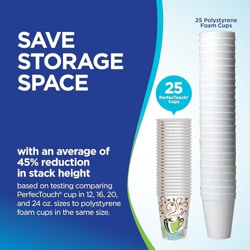 Dixie PerfecTouch 16 oz Paper Coffee Cups By GP PRO, Coffee Haze Design, 500 Count (25 Disposable Cups Per Sleeve, 20 Sleeves Per Case), 5356DX