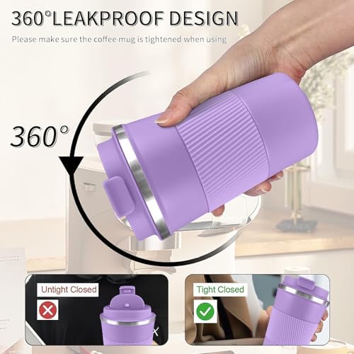 Insulated Travel Coffee Mug, Stainless Steel Coffee Cup with Leakproof Lid