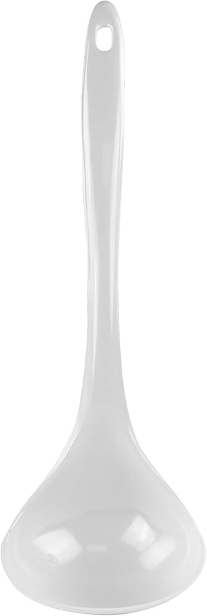 Reston Lloyd Melamine Soup Ladle Kitchen Utensil, Premium Quality Utensil with Heat Resistant Ergonomic Handle, Durable BPA-Free Plastic, 10.5 inch long, One Piece, White