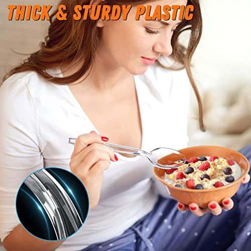 Dipoo 6.8" Clear Plastic Spoons Heavy Duty, 84 Count