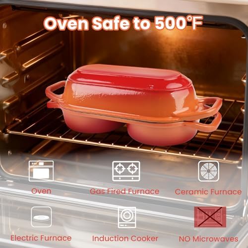 YONILL Mini Double Dutch Oven with Lid for Sourdough Bread Baking (Orange)