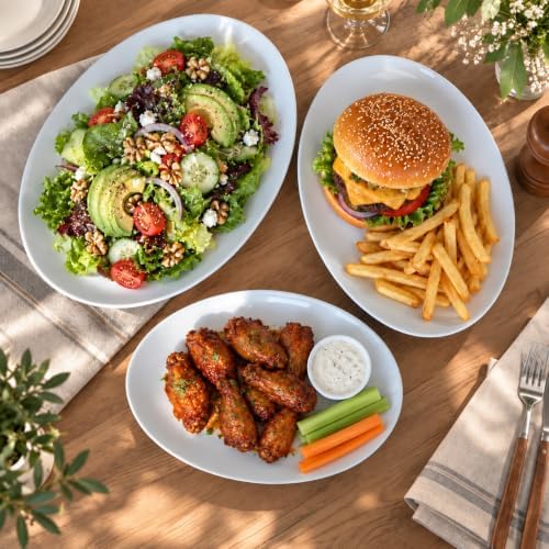 White Serving Platters Set of 3, 16/14/12 Inch Oval Porcelain Serving Platters, Serving Dishes for Entertaining, Party, Appetizers, Cheese, Dessert and Food Display
