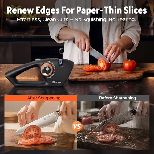 PAUDIN Knife Sharpener, 5-Stage Manual Sharpening for Kitchen Knives