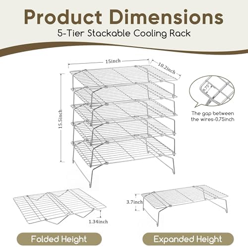 Herogo 5-Tier 15"x10" Stainless Steel Baking Cooling Rack