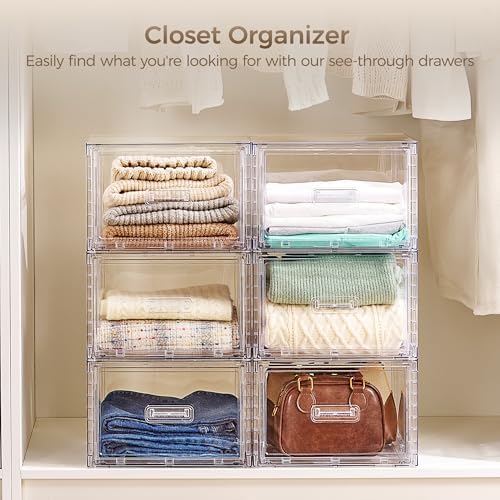 Vtopmart 2 Pack Clear Stackable Storage Drawers 15QT