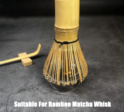 Glass Matcha Whisk Holder, Matcha Chasen Holder, Matcha Whisk Stand for Bamboo Matcha Chasen, Matcha Set Accessories for Tea Ceremony (Frosted pattern)