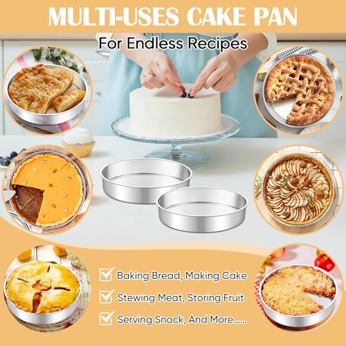 TeamFar 9 Inch Cake Pan Set of 2, Stainless Steel Round Cake Baking Pan