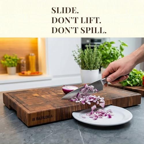 American Walnut Wood Cutting Board, End Grain Butcher Block for Kitchen