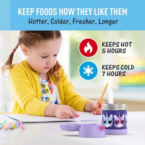 THERMOS FUNTAINER Kids Food Jar with Spoon, 10oz, Cool Caticorns