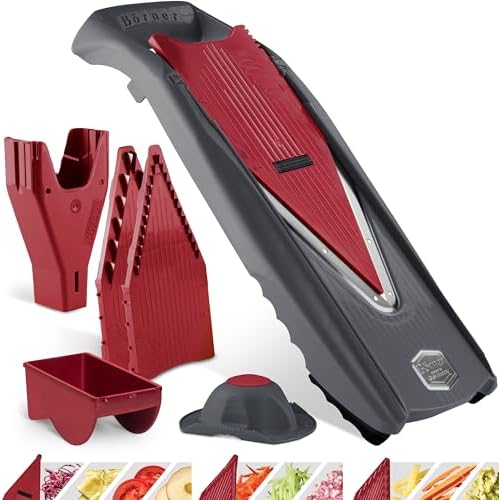 Börner by Reston Lloyd Mandoline Slicer Vital (Starter Set) • V-Slicer with 10 Cutting Styles & Safety Food Holder • Adjustable Kitchen Slicer & Dressing Function