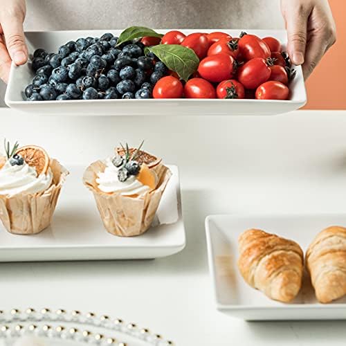 Gomakren 3 Tier Serving Trays Stand, 12 Inch White Rectangular Platters