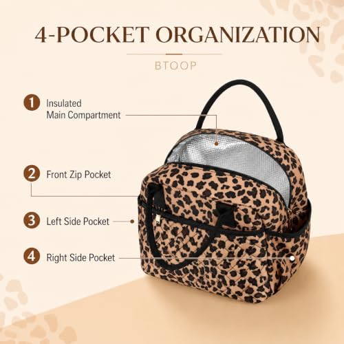 BTOOP Lunch Box for Women, Quilted Insulated Lunch Bag with Shoulder Strap