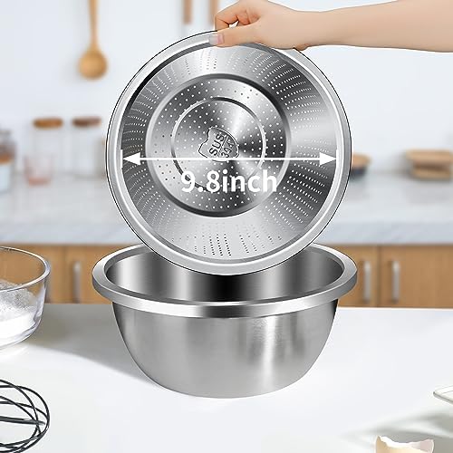 Gulex Colander Stainless Steel 5-quart with Bowls,Strainer for Kitchen(2PC)