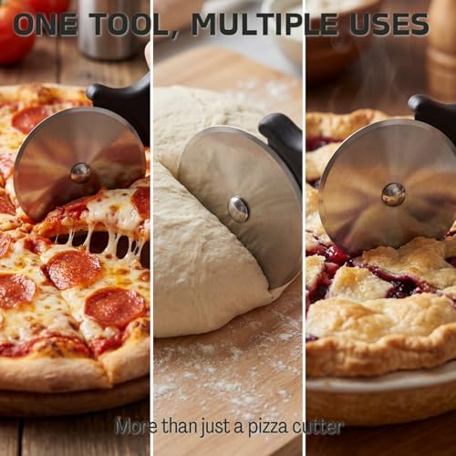 4 Inch Stainless Steel Pizza Cutter Wheel, Non Slip Handle Kitchen Slicer Tool