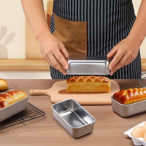 LIANYU 6.3 x 3.5 In Stainless Steel Mini Loaf Pans for Baking Bread, 20 PCS