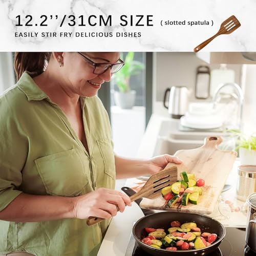 Wooden Spoons for Cooking, 9-Piece Acacia Wood Cooking Utensil Set