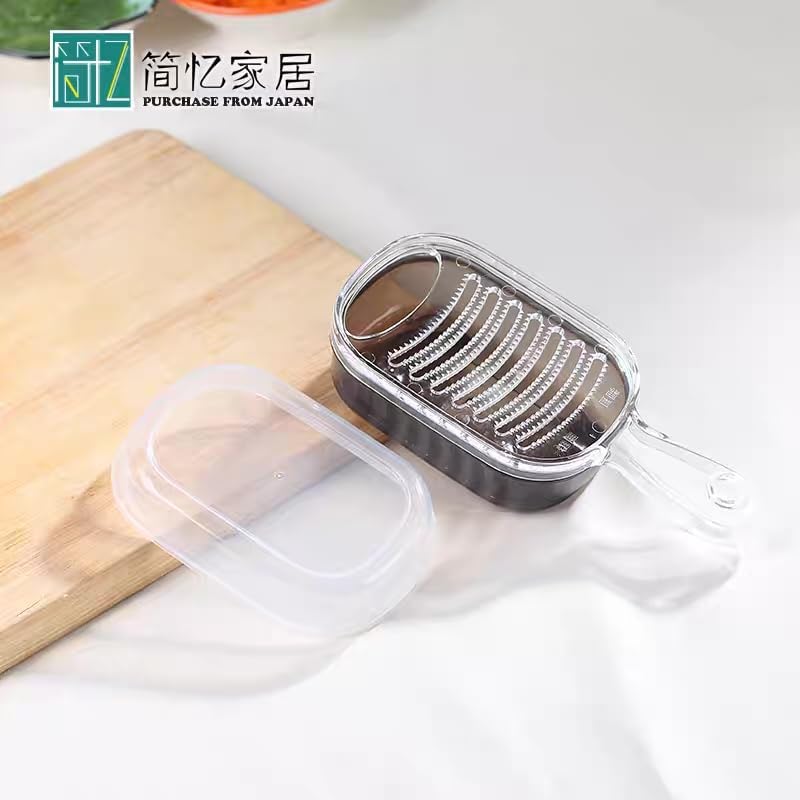 JapanBargain, Japanese Plastic Zester Grater – Multi-Purpose Coarse/Fine Condiment Grater with Container for Ginger and Wasabi, Made in Japan