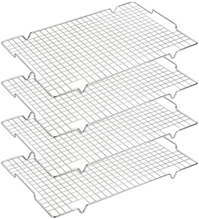 HULISEN 304 Stainless Steel Cooling Rack with Handles, 4-Pack, 16 x 10 Inch
