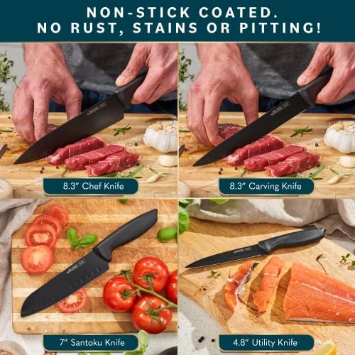 Home Hero Kitchen Knife Set - High Carbon Stainless Steel Blades & Built-In Sharpener - Ergonomic Handles & Cutlery Block Storage - Precision Cooking Prep with Chef Knife - 20 Pc, Black