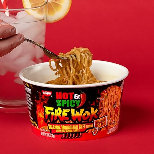 Nissin Hot & Spicy Fire Wok, Volcanic Mongolian Beef, 4.37 Ounce (Pack of 6)