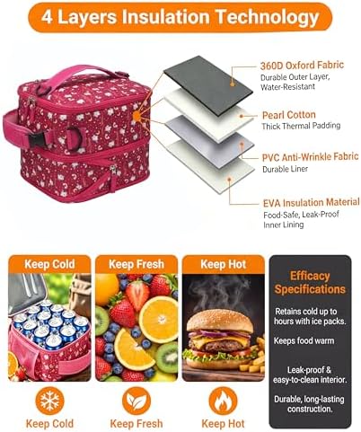 Expandable Lunch Box Kids,Cute Cartoon Insulated Lunch bag for Kids Boys Girls Portable Double-Capacity Lunchbox Special Design for school Picnic Outdoor