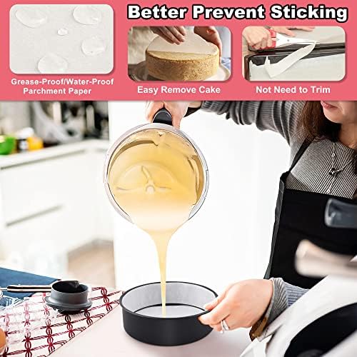 E-far 6 Inch Cake Pans Set of 2, Nonstick Small Cake Pans & Parchment Paper