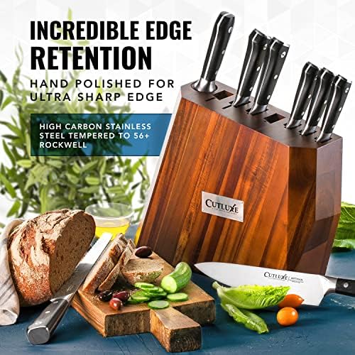Cutluxe Kitchen Knife Set, 8-Piece Chef Knives with Acacia Wood Block
