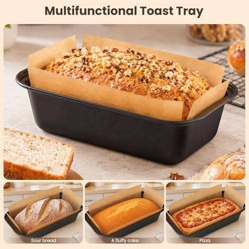 HUAKENER Loaf Pan with Liners Set, 3 Pack Loaf Pan with100 PCS Loaf Liners