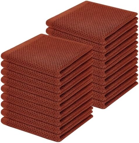 Homaxy 100% Cotton Waffle Weave Kitchen Dish Cloths 18-Pack, Rust