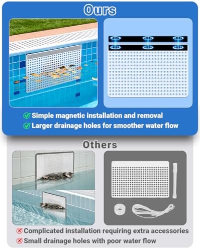 Magnetic Pool Skimmer Guard Kit 15.7"×9.8", Rustproof Pool Skimmer Leaf Guard Net with Rope & Telescopic Rod, Pool Skimmer Screen Saver,Debris, Hair & Leaves Catcher for Inground & Above Ground Pools