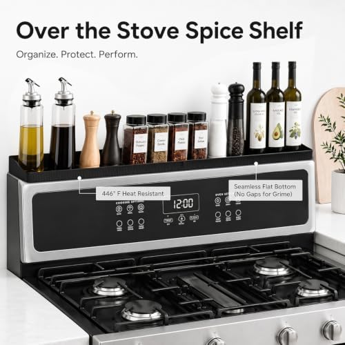 30" Magnetic Stove Top Shelf, Silicone Over the Stove Spice Rack Organizer