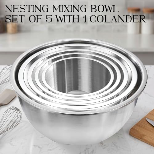 Stainless Steel Mixing Bowls with Colander, Kitchen Gadgets Home Essentials