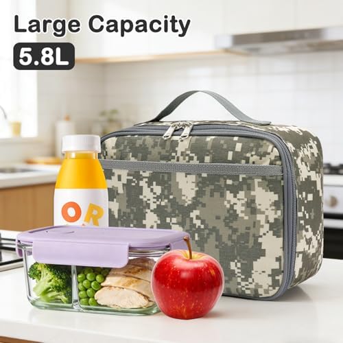 FlowFly Kids Lunch box Insulated Soft Bag Mini Cooler Back to School Thermal Meal Tote Kit for Girls, Boys, Digital