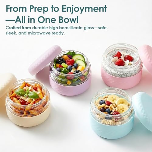 16 oz/2 Cup Glass Lunch Bowl Container with Lid, Leak & Spill Proof