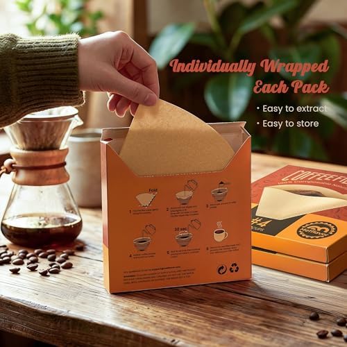 #4 Coffee Filters 100 Count, Unbleached Cone Coffee Filters 8-12 Cup