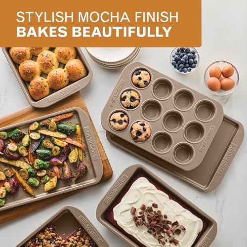 Farberware Nonstick Muffin Pan, 12-Cup Cupcake Pan, Mocha Baking Pan