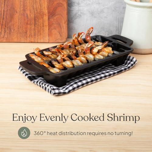 TOMO Cast Iron Shrimp Grill Pan