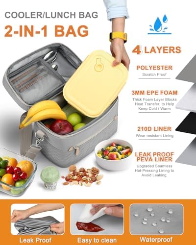 Capolo Lunch Bag for Women Men Insulated Lunch Tote Leakproof Lunchbox Bags