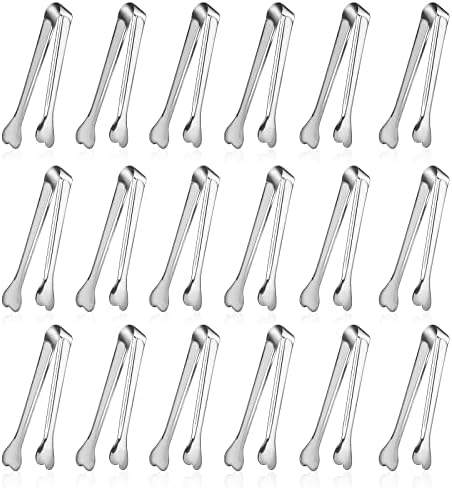 Dmoera 18 Pack Premium Small Serving Tongs, Mini Stainless Steel Appetizer Tongs 4.33Inch Silver