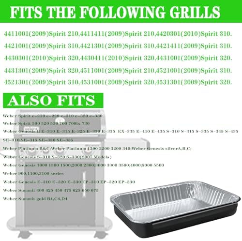 GARNETIN Grease Catch Pan for Weber Spirit & Genesis II Grills with Liners