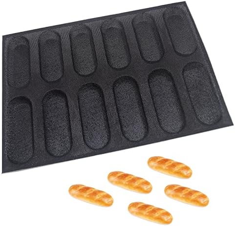 Dioycli Bread Mold for Baking Silicone Mini Baguette Bread Pan, 12-Loaf