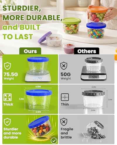 13 Pack-17/10/5/2.7oz Reusable Freezer Storage Containers, Airtight Plastic Food Sauce Salad Dressing Storage Containers with Twist Top Lids, BPA Free, Stackable, Leakproof, Microwave/Dishwasher Safe