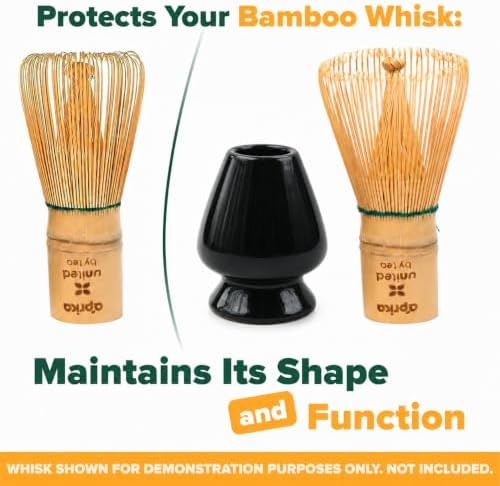 Aprika Life Matcha Whisk Holder Black, Ceramic Chasen Stand for Bamboo Whisk, Japanese Tea Ceremony Accessory