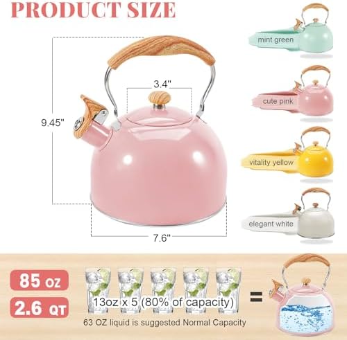 GGC Whistling Tea Kettle for Stove Top, 85OZ/2.6QT Stainless Steel Tea Pot