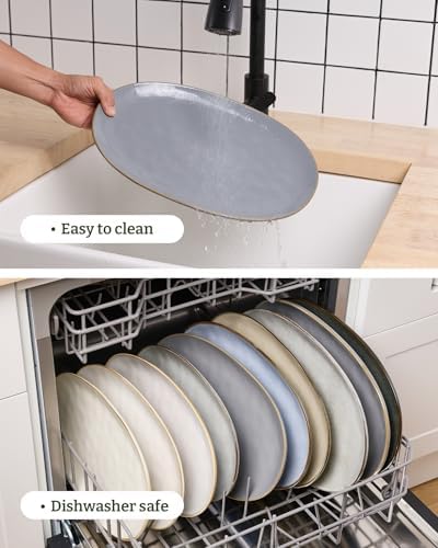 famiware Serving Platters Set of 3 Sizes - Oval, Dark Grey