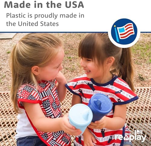 Re-Play Spill-Proof Sippy Cups for Toddlers - Kids Reusable 10 Oz Set of 4, Dishwasher & Microwave Safe, Made in USA, Easter