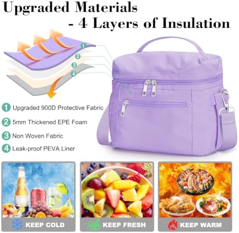 DALINDA Insulated Lunch Box Women Men Leak-Proof Cooler Lunch Bag